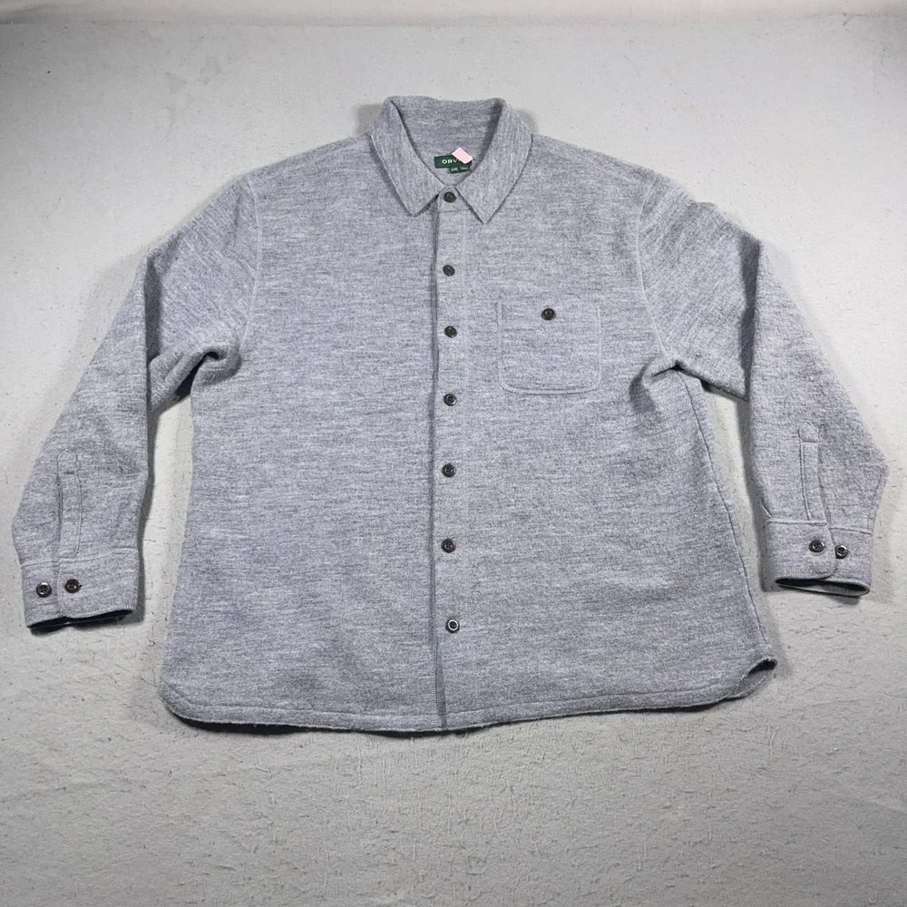 Orvis‎ Wool Blend Button Up Shirt Jacket Mens XXL Gray Outdoor Casual Outdoor